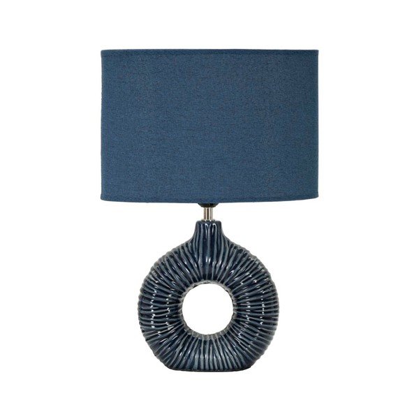 Modrá keramická stolová lampa s textilným tienidlom (výška  43 cm) Seta – Mauro Ferretti