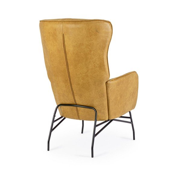 Kreslo z imitácie kože v horčicovej farbe Nasira – Bizzotto-image-4