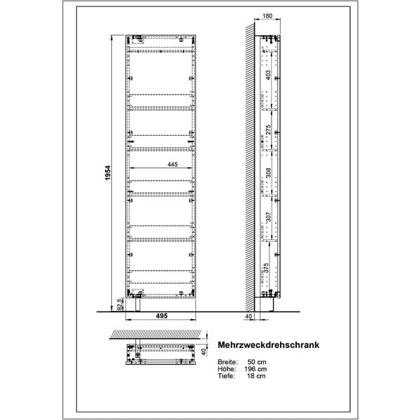 Antracitová predsieňová skrinka 50x195x18 cm Rotary – Germania-image-4