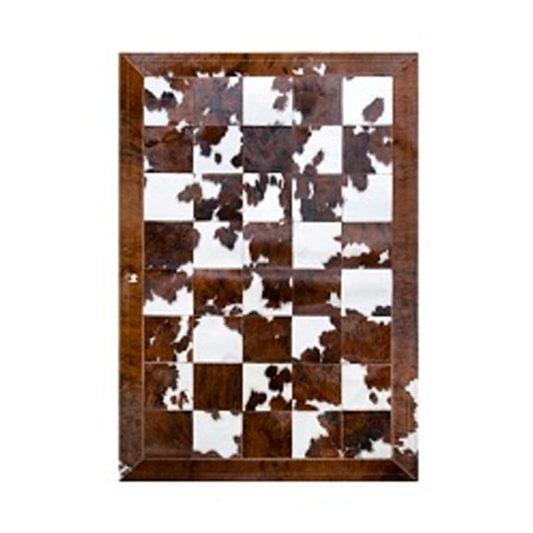 Hnedo-biely koberec z pravej kože Pipsa Normand Cow, 140 × 200 cm