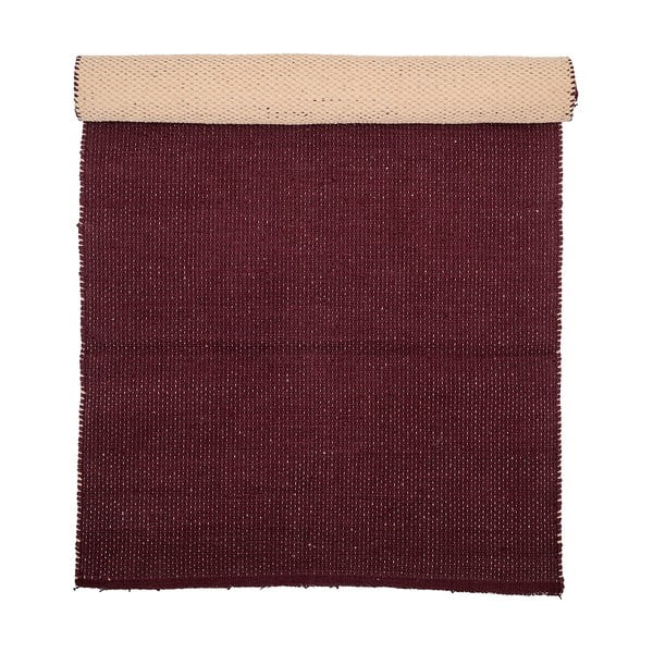 Tmavočervený bavlnený koberec Bloomingville Uni, 60 x 120 cm