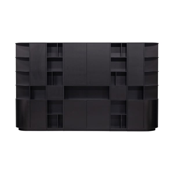Čierna modulárna knižnica z borovicového dreva 346x210 cm Finca – WOOOD