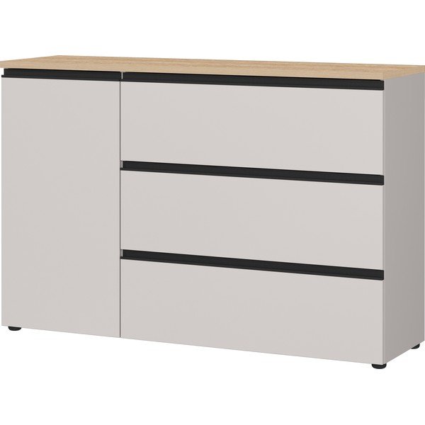 Sivobéžová/v svetlo prírodnej farbe komoda 135x91x41 cm Cormano – Germania