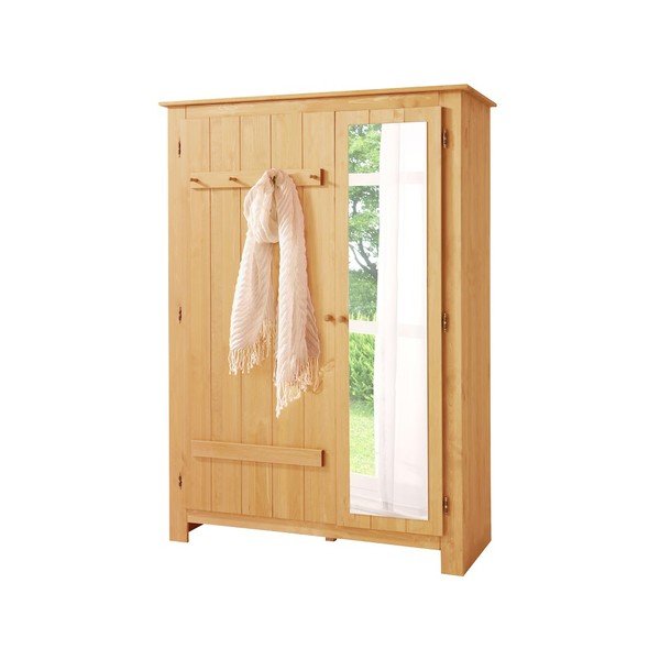 Šatníková skriňa z borovicového dreva so zrkadlom v prírodnej farbe 120x170 cm Bertram – Støraa-image-1