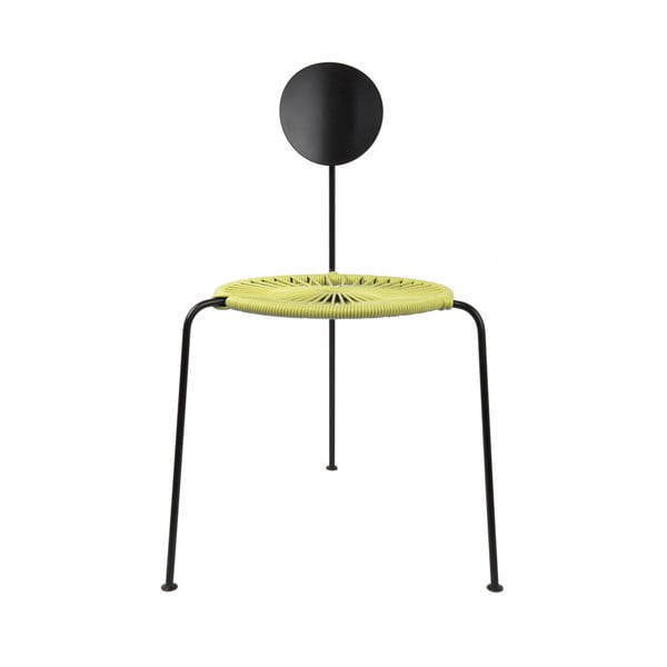 Čierna jedálenská stolička so žltým sedákom OK Design Centro