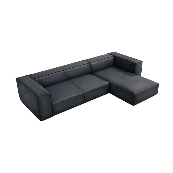 Tmavomodrá kožená rohová pohovka (pravý roh) Madame – Windsor & Co Sofas-image-1