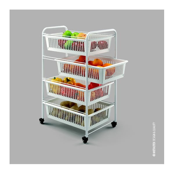 Pojazdný regál so 4 košíkmi Metaltex India, dĺžka 35 cm-image-1