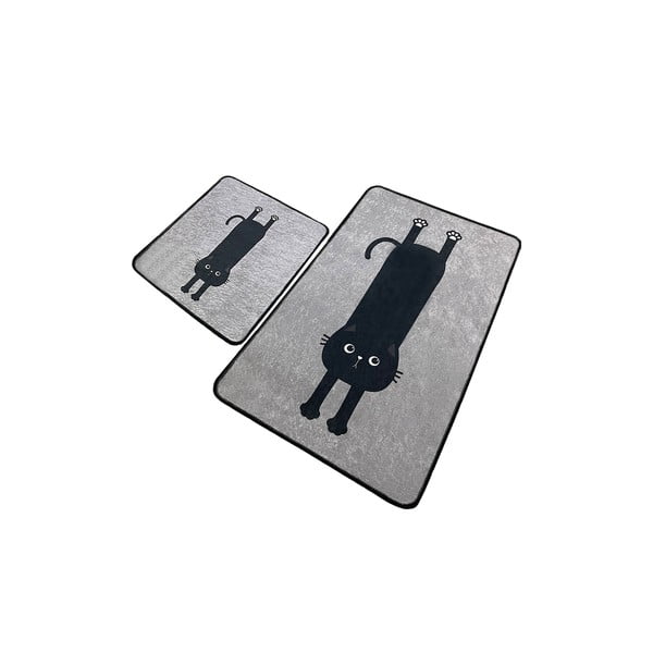 Čierno-sivé kúpeľňové predložky v súprave 2 ks 60x100 cm Comfort – Foutastic-image-4