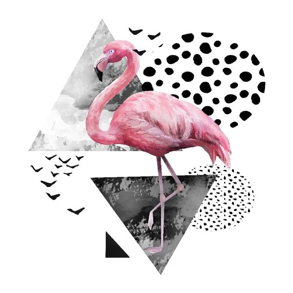 Sklenený obraz 3D Art Graphic Flamingo, 50 × 50 cm