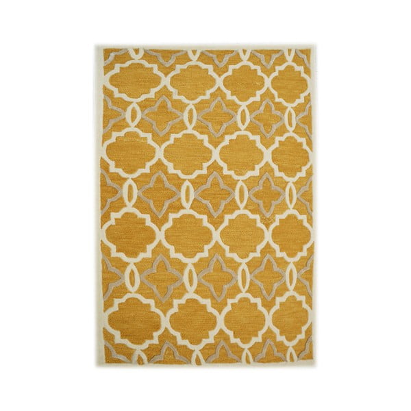 Žltý ručne tuftovaný koberec Bakero Retro, 183 × 122 cm