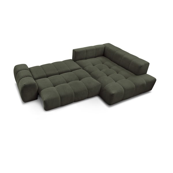 Zelená ženilková rozkladacia/s úložným priestorom rohová pohovka (pravý roh/do L) Everest – Bobochic Paris-image-4