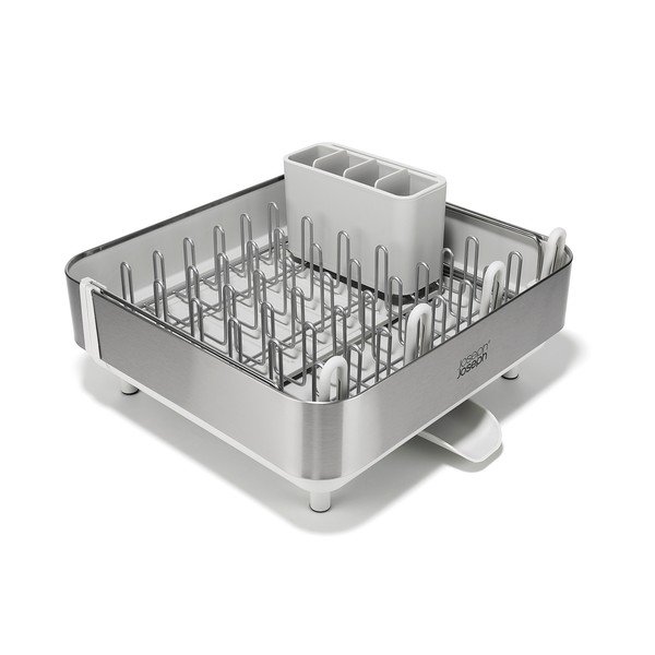 Nastaviteľný plastový odkvapkávač v striebornej farbe 35,5x38 cm Extend Steel Plus – Joseph Joseph