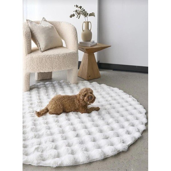 Biely umývateľný okrúhly koberec ø 80 cm Bubble White – Mila Home-image-2