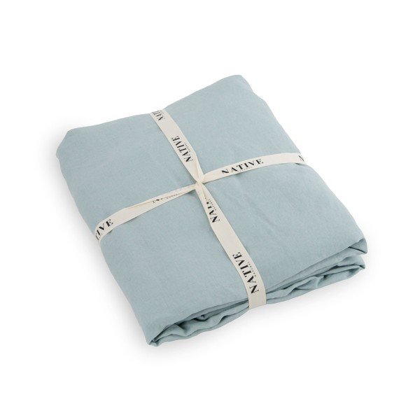 Svetlomodré ľanové obliečky na jednolôžko 135x200 cm Aqua – Native Natural-image-3