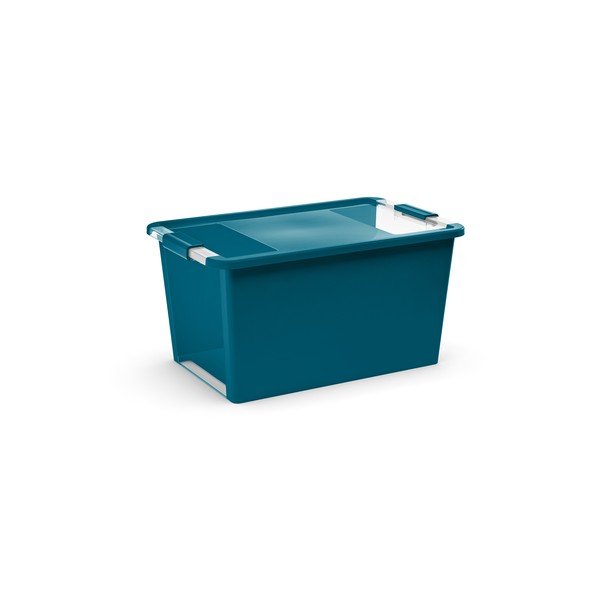 Plastový úložný box s vekom v petrolejovej farbe 55x35x28 cm Bi-Box – KIS