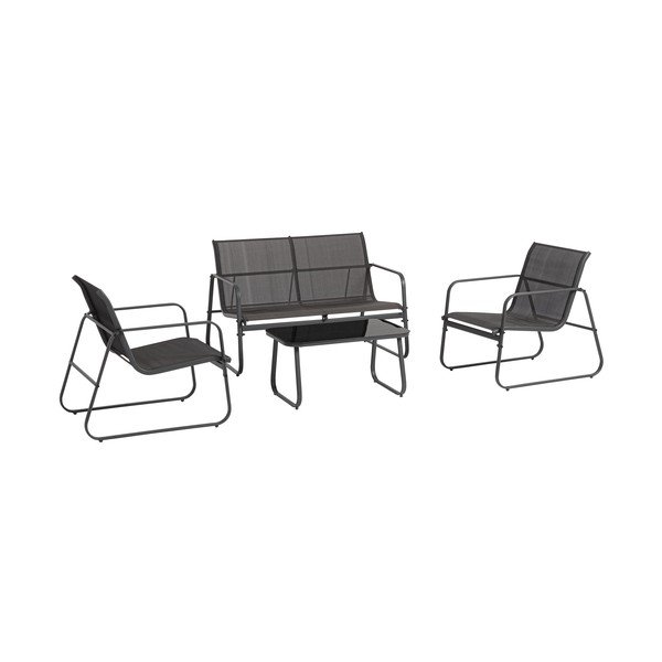 Antracitová oceľová záhradná lounge súprava pre 4 osoby Gonzalo – Bizzotto-image-1