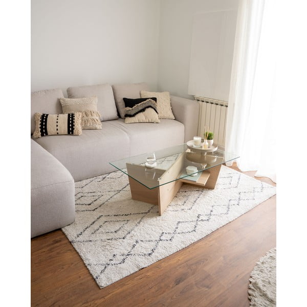 Konferenčný stolík so sklenenou doskou v prírodnej farbe 60x110 cm Balwind – Kave Home-image-4