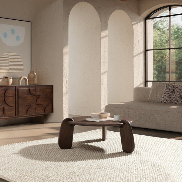 Tmavohnedý okrúhly konferenčný stolík z mangového dreva ø 80 cm Tamira – MOME-image-1