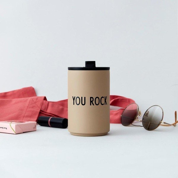Béžový termo hrnček 350 ml You Rock – Design Letters-image-1