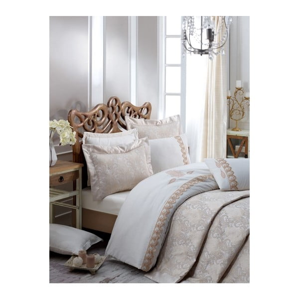 Pléd cez posteľ na dvojlôžko s obliečkami na vankúše Carmela, 260 x 260 cm