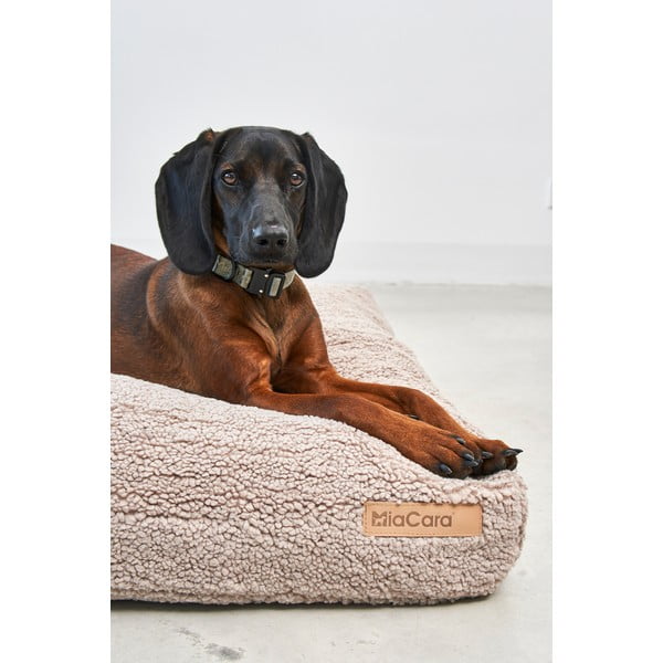 Béžový matrac pre psa z materiálu buklé 120x90 cm Senso Greige L – MiaCara-image-2