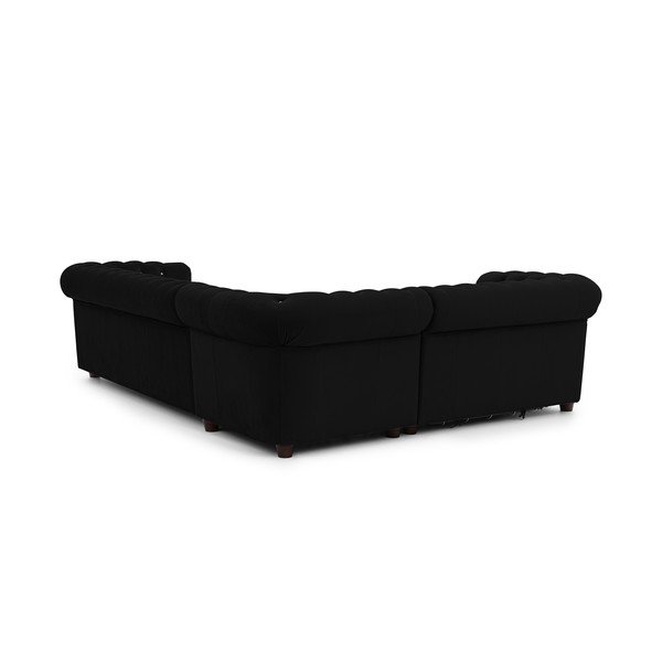 Čierna zamatová rozkladacia rohová pohovka (ľavý roh/do L) York Blik – Ropez-image-3