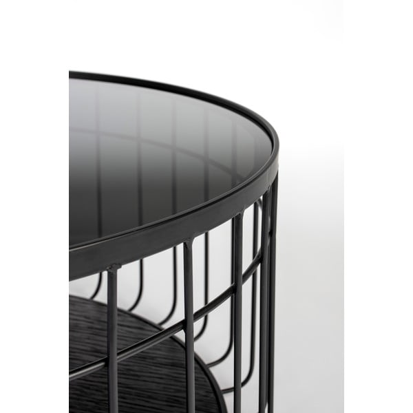 Čierny odkladací stolík so sklenenou doskou White Label Lance, ø 60 cm-image-1