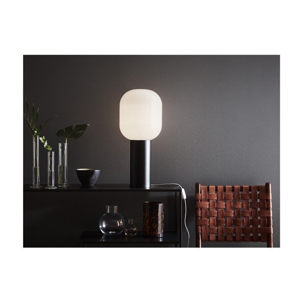 Biela stolová lampa Markslöjd Brooklyn Smoke, ø 24 cm-image-1