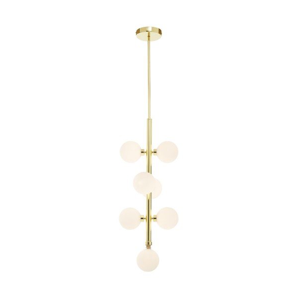 Biele/v zlatej farbe kovové závesné svietidlo so skleneným tienidlom ø 27 cm Trieste – Premier Housewares-image-2
