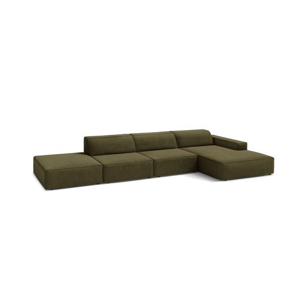 Khaki zamatová modulárna rohová pohovka (pravý roh/s leňoškou) Jodie – Micadoni -image-2