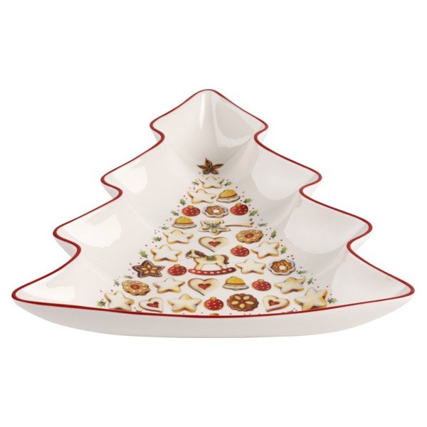 Červeno-biela porcelánová servírovacia miska v tvare vianočného stromčeka Villeroy & Boch Tree-image-1