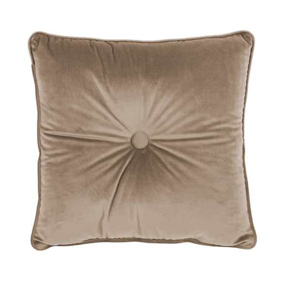 Svetlohnedý vankúš Tiseco Home Studio Velvet Button, 45 x 45 cm