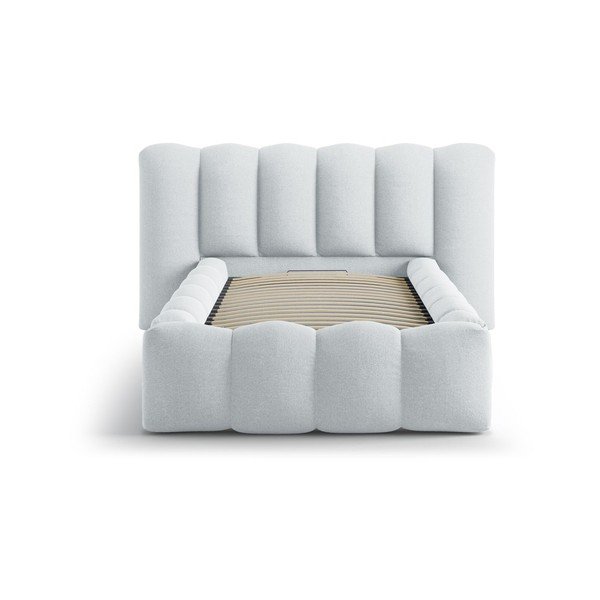 Svetlosivá čalúnená jednolôžková posteľ s úložným priestorom s roštom 90x200 cm Lupine – Micadoni -image-3