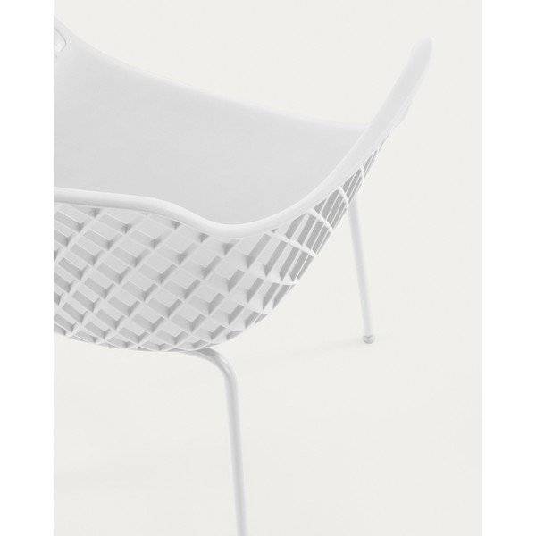 Biela kovová záhradná stolička Quinn – Kave Home-image-4