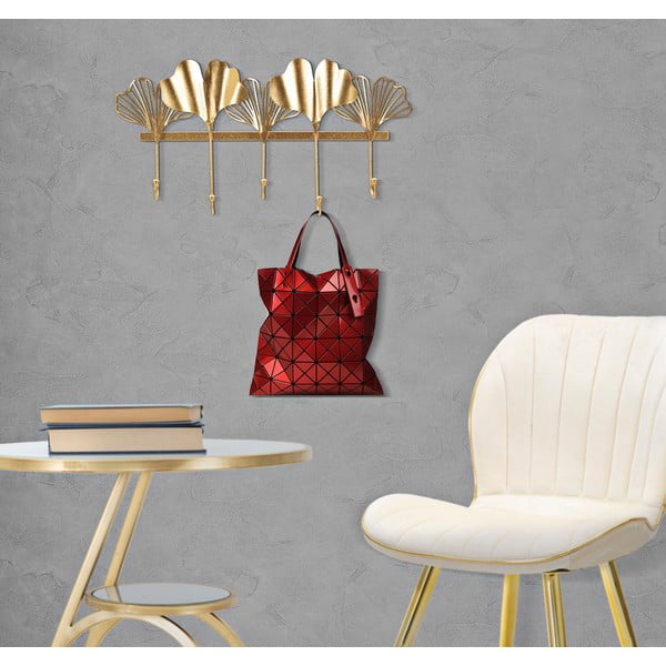 Kovový nástenný vešiak v zlatej farbe Leaves - Mauro Ferretti-image-1