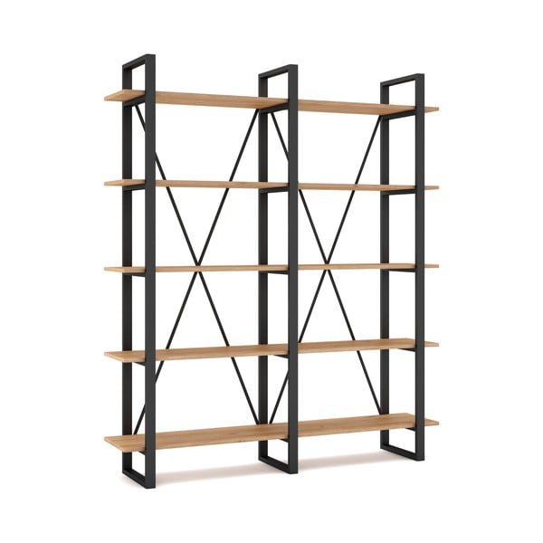 Čierny/prírodný regál v dekore duba 150x180 cm Aviva – Marckeric-image-2