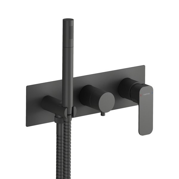Matne čierna podomietková sprchová batéria (3 výstupy) Spy – Sapho