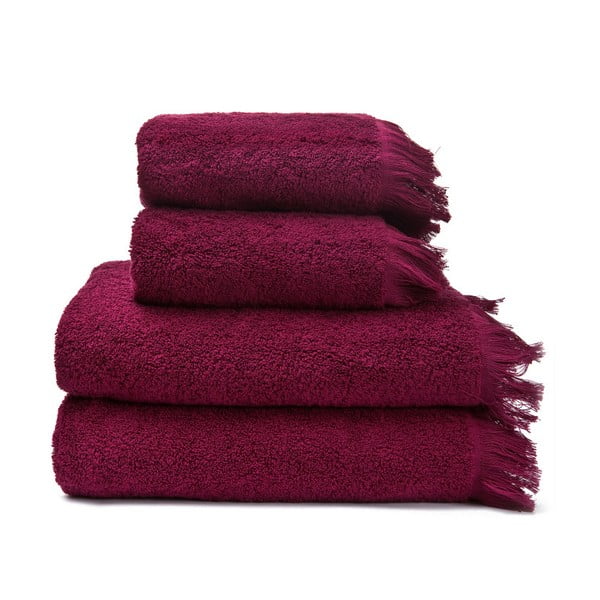 Set 2 červených uterákov a 2 osušiek z čistej bavlny Casa Di Bassi