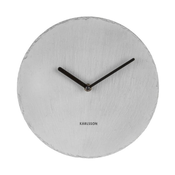 Sivé nástenné bridlicové hodiny Karlsson Slate, Ø 25 cm