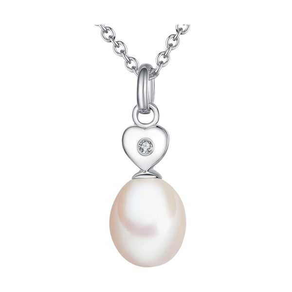 Strieborný náhrdelník s pravým diamantom a perlou Tess Diamonds Miranda, dĺžka 50 cm