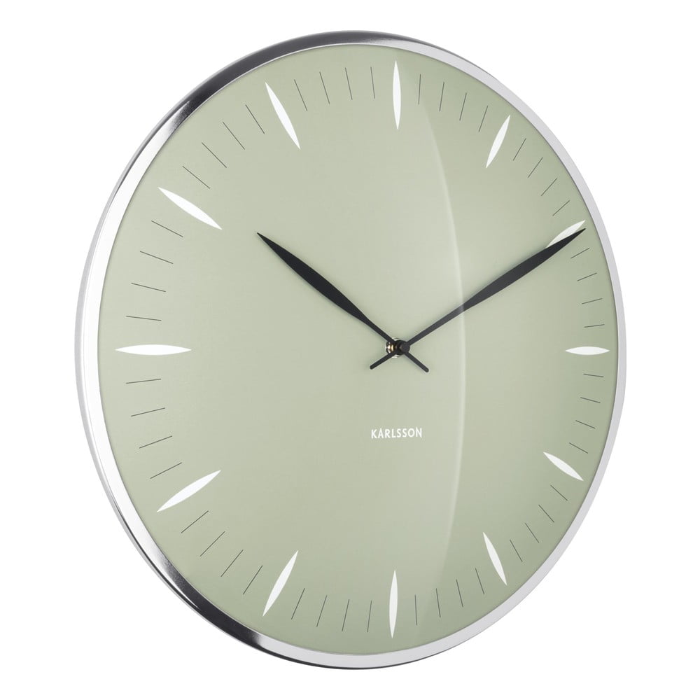 Zelené sklenené nástenné hodiny Karlsson Leaf, ø 40 cm