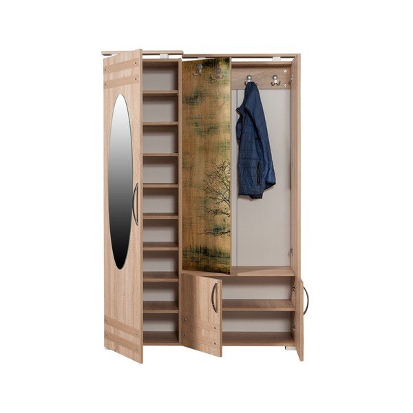 Hnedá predsieňová stena so zrkadlom Síhirlí Tree, výška 195 cm-image-2