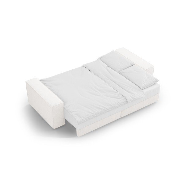 Biela rozkladacia pohovka z textílie bouclé 247 cm Jodie – Micadoni Home-image-4