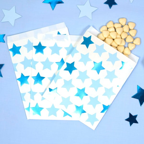 Sada 25 papierových vreciek na sladkosti Neviti Little Star Blue