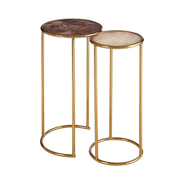 Okrúhle odkladacie stolíky v súprave 2 ks s doskou z kameňa ø 31 cm Vita – Premier Housewares