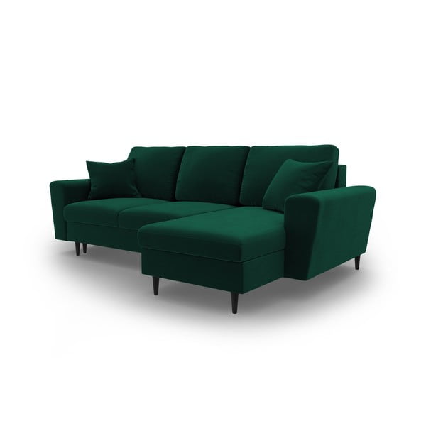 Zelená zamatová rozkladacia/s úložným priestorom rohová pohovka Kyoto – Cosmopolitan Design-image-4