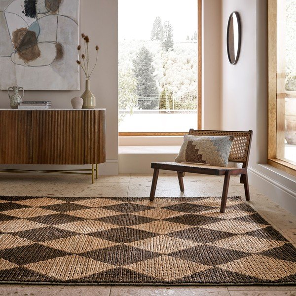 Hnedý/v prírodnej farbe ručne tkaný koberec s prímesou juty 160x230 cm Effie Diamond – Flair Rugs-image-1