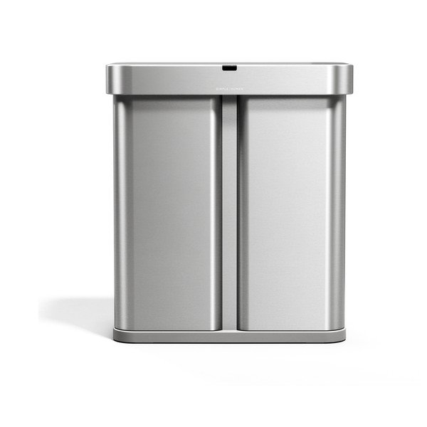 Oceľový odpadkový kôš 34+24 l na triedený odpad/bezdotykový v striebornej farbe Dual Sensor – simplehuman-image-3