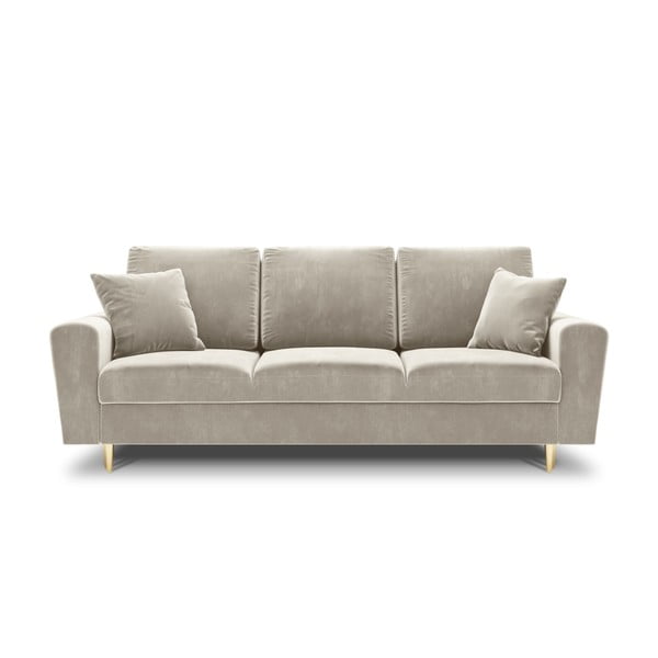 Béžová zamatová rozkladacia/s úložným priestorom pohovka 235 cm Kyoto – Cosmopolitan Design