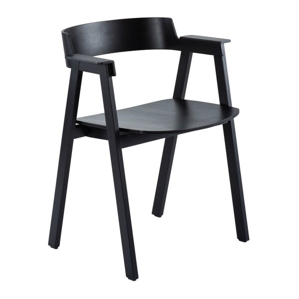 Čierna jedálenská stolička s podrúčkami z dubového dreva Flip – Gazzda